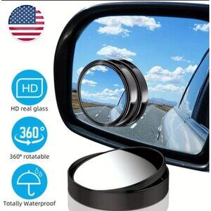 2Pcs Universal Blind Spot Mirror 360° Wide Angle